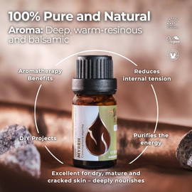 Essences Bulgaria Organic Myrrh Essential Oil 10ml | Commiphora myrrha | 100% Pure and Natural | Undiluted | Therapeutic Grade | Aromatherapy | Cosmetics | Cruelty Free | Non-GMO