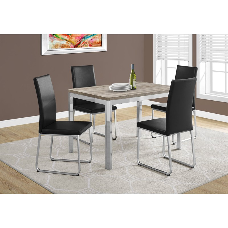 Monarch Dining Chair - 2Pcs / 38" H/Black Leather-Look/Chrome