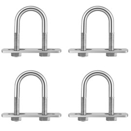 4 Sets M6 U Bolts Stainless Steel U-Bolts with Frame Plates and Nuts 3/4 Inch Round Zinc Plated Steel Clamp for Automobiles Trailer Ski Boat Sailboat (20 mm x 50 mm)