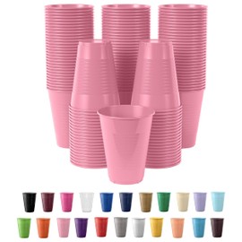 Pink Disposable Plastic Cups - 100 Pack 12 Oz Plastic Cups - Colored Disposable Cups - Durable Party Cups - Plastic Disposable Drinking Cups - Bpa Free Plastic Cups for Party - Exquisite