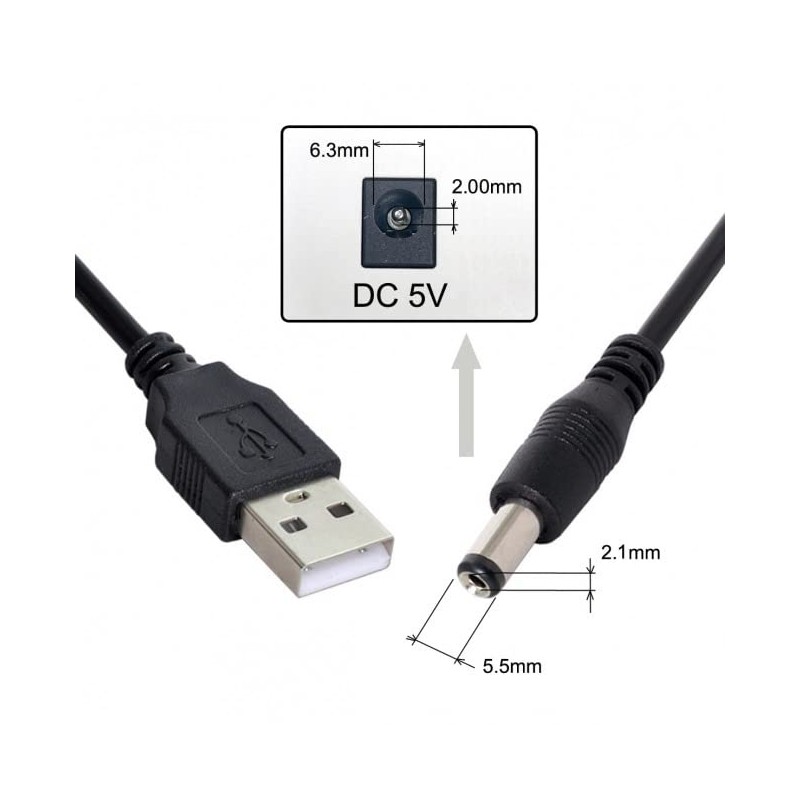 chenyang USB 2.0 to DC 5V 5.5x2.1mm Power Plug Barrel