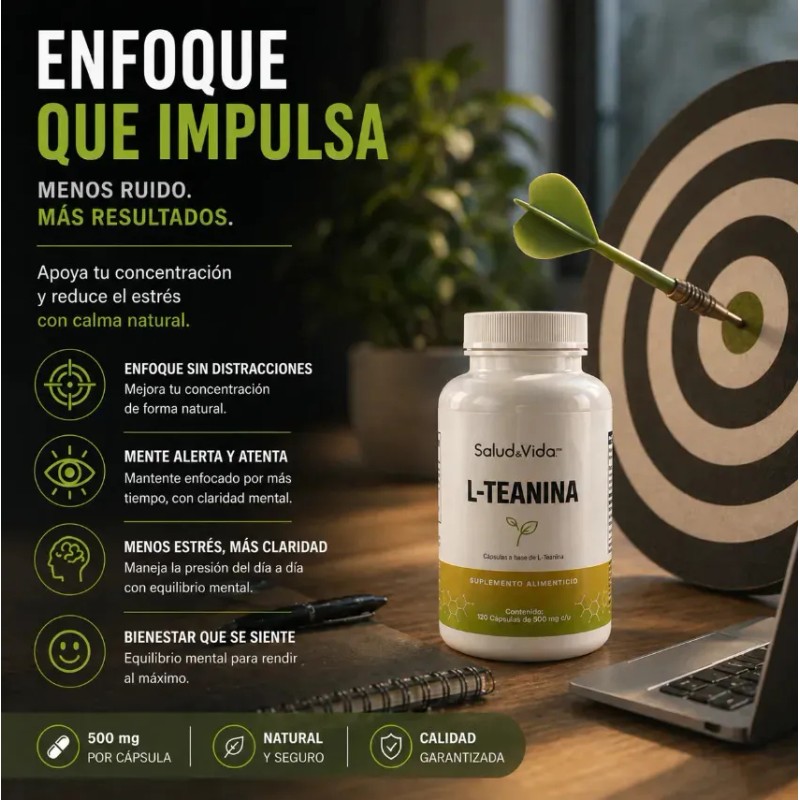 Teanina 200mg 120 Cápsulas Sabor Salud Vida