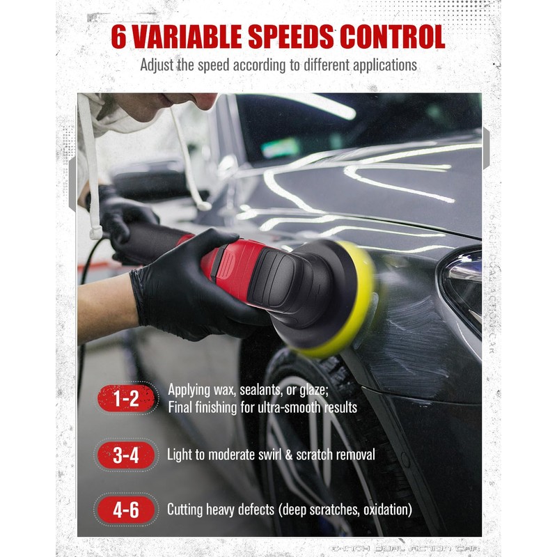 AVID POWER Dual Action Car Buffer Polisher, 6 Inch Orbital