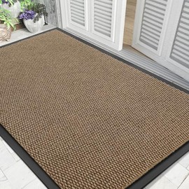 Yimobra Doormat Outdoor Indoor Entrance 47 x 32, All-Season All-Weather Front Door Mat, 100% Waterproof Welcome Matt for Floor Garage Outside Entry, Stain and Fade Resistant,Khaki