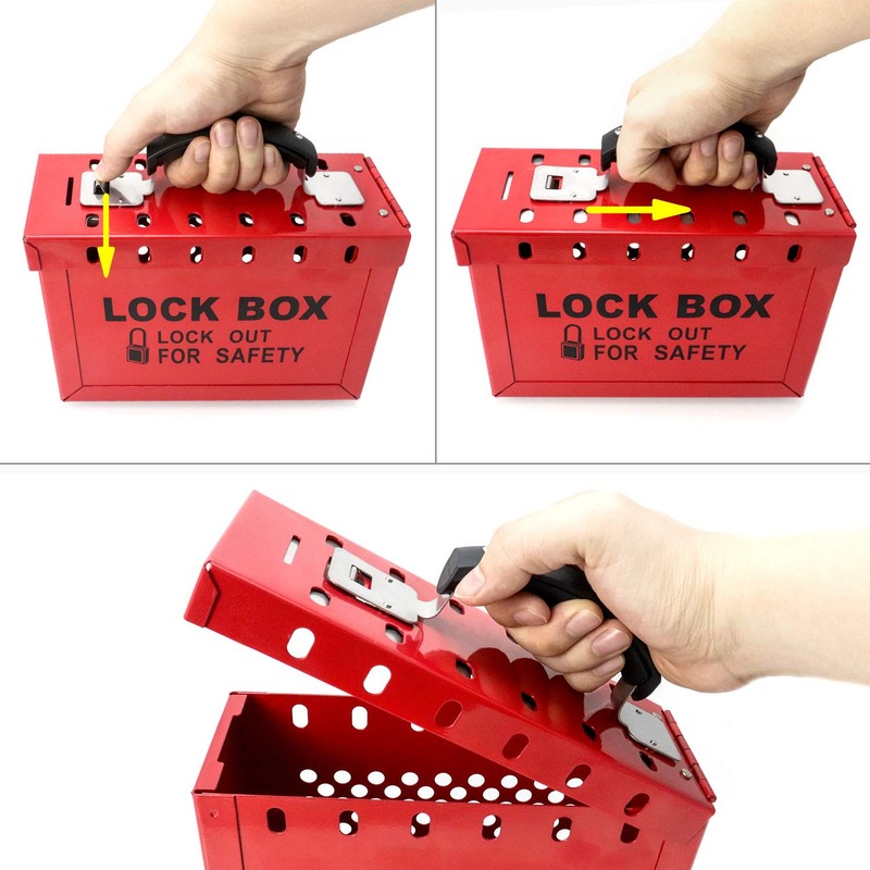 QWORK Portable Lockout Tagout Box, Group Safety Lock Box with