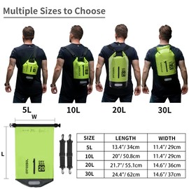 Blackace arteesol Dry Bag Waterproof Bag 5L/10L/20L/30L Waterproof Bag Pack Sack with Long Double Adjustable Shoulder Strap for Swimming Boating Kayaking Water Sports