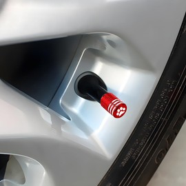 Zpana Car Tire Valve Stem Caps, 8PCS Dog Paw Aluminum Alloy Vehicle Air Covers with Rubber Ring Gasket, Leak-Proof Automotive Wheel Rim Protector, Universal for SUVs, Motorcycles, Trucks (Red)