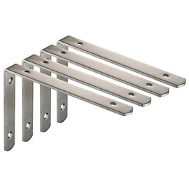 Deezio Stainless Steel Heavy Duty L-Shaped Corner Brace Joint Angle Bracket Shelf Brackets, Brushed Nickel, Pack of 4(250x150x4mm)