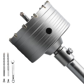 GRIXLEN 4-1/8 inch / 105mm Concrete Hole Saw with SDS Plus Shank Connecting Rod, 6.3mm Tungsten Carbide Tip for Concrete, Cement, Brick Wall