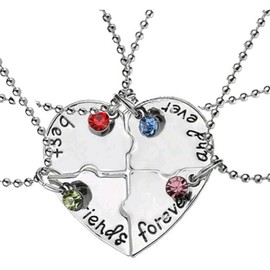 4 Collares Unidos En Forma De Corazon De Ropecabezas Para Formar Mejores Amigos Por Siempre Una Alianza De 4 Personas Con Este Simbolo De Amistad Eterna El Mejor Regalo Para Esas Personas Super Especiales!!, 30 CM+