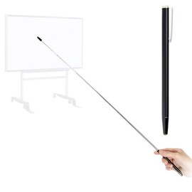 Telescopic Teachers Pointer,Teaching Pointer Stick for Classroom,Metal Hand Retractable Pointer Extended Length 25Inch, Handheld Presenter Whiteboard Pointer (Pure Black)