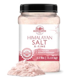 LA SALT CO Kashmir 2.5 Lbs Pink Himalayan Salt Jar, X-Fine | 100% Pure, Food Grade with 84 Trace Minerals | Kosher Certified, Vegan, Non-GMO, & Cruelty-Free