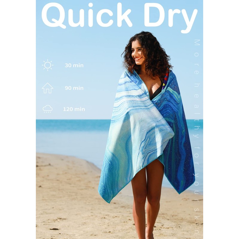 2 Pack Microfiber Lightweight Beach Towel Sand Free Quick Dry