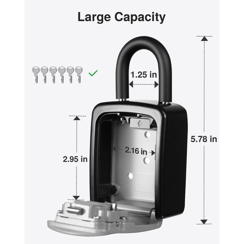 Puroma Key Lock Box, 4-Digit Combination Key Storage Lockbox, Portable