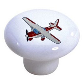 Red Airplane Aviation Ceramic Cabinet Drawer Pulls Knobs (Set of 4 Knobs)