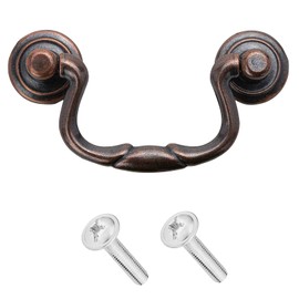 Decoranddecor Antique Copper Brass Vintage Round Pull Swing Ring Kitchen Bathroom Bedroom Cabinet Door Knobs Drawer Furniture Handles (64mm Swing Handle, Antique Copper)