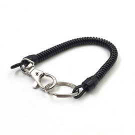 Spring Safety Hook Fishing Rod Lanyard - Anti-Loss Device Black 6ea