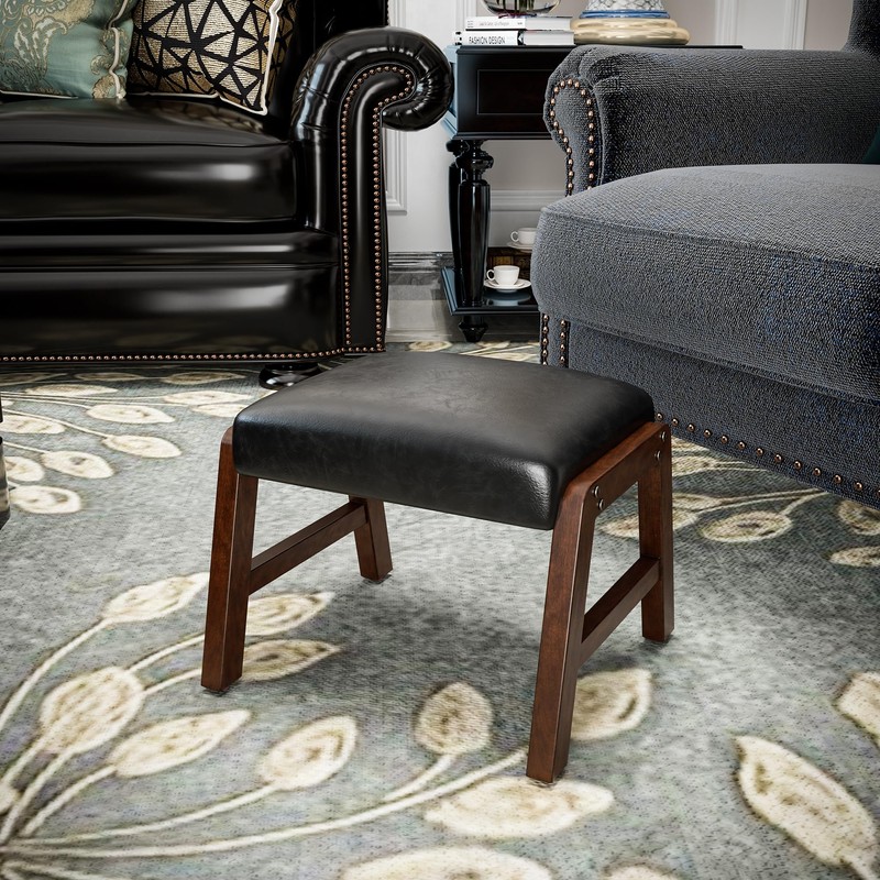 JESONVID Small Foot Rest Ottoman, 11.8" H PU Leather Rectangle