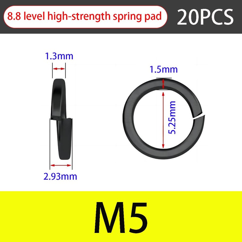 Qrity Pack of 20 spiral spring washers, spring washers, M5