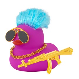 wonuu Rubber Duck Car Ornaments Cute Car Accessories Duck Car Dashboard Decorations for Cool Hair Duck with Necklace and Sunglasses,A_purple duck