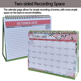 Tbecor Aesthetic Small Desk Calendar 2025.07-2026.12, 18Month Use July 2025 to Dec 2026, Standing Flip Desktop Calendar, Colorful Monthly Desk Easel Calendar, Compact Size, Perfect for Easy and Effective Organizing (Green plant)