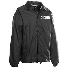 First Class 100% Nylon Windbreaker with Securtiy I.D. (Black)-XL