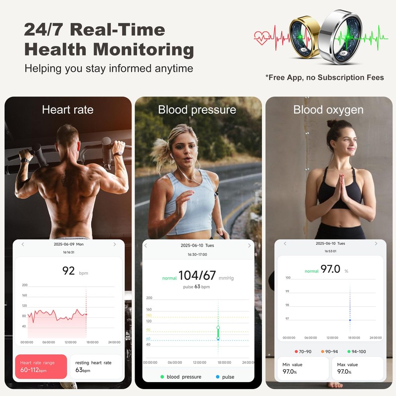 Smart Ring for Women Men, Fashion Minimalist Fitness Ring &