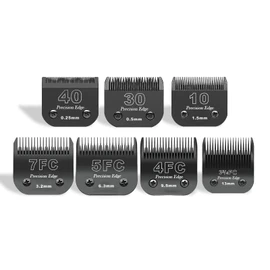 Black Detachable Pet Dog Grooming Clipper Stainless Steel Blades Set,Compatible with Andis,Oster A5,Wahl KM10 Series Clippers,Cut Length 1/100"(0.25mm) to 1/2"(13mm) ,7 Pack (10+30+40+7FC+5FC+4FC+3FC)