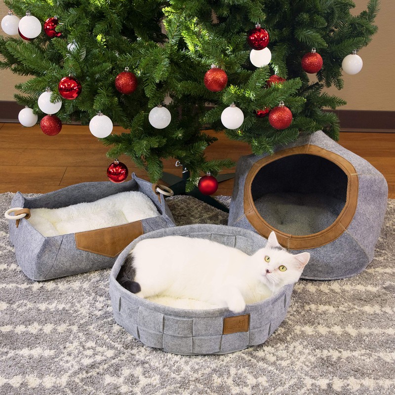 Kitty City Felt Round Bed, Warm and Cozy cat Bed,