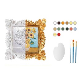 LONG QUAN CELADON Van Gogh 3D DIY Painting Kit for Adults and Kids - Canvas, Frame, Paints & Brushes - Creative Home Decor & Art Craft Set