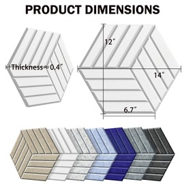 SHJADE Hexagon Acoustic Panels Self-Adhesive, 12 Pack 14" X 12" X 0.4" Sound Absorbing Panels, High Density Soundproofing Wedge Tiles(Light Sky Blue)