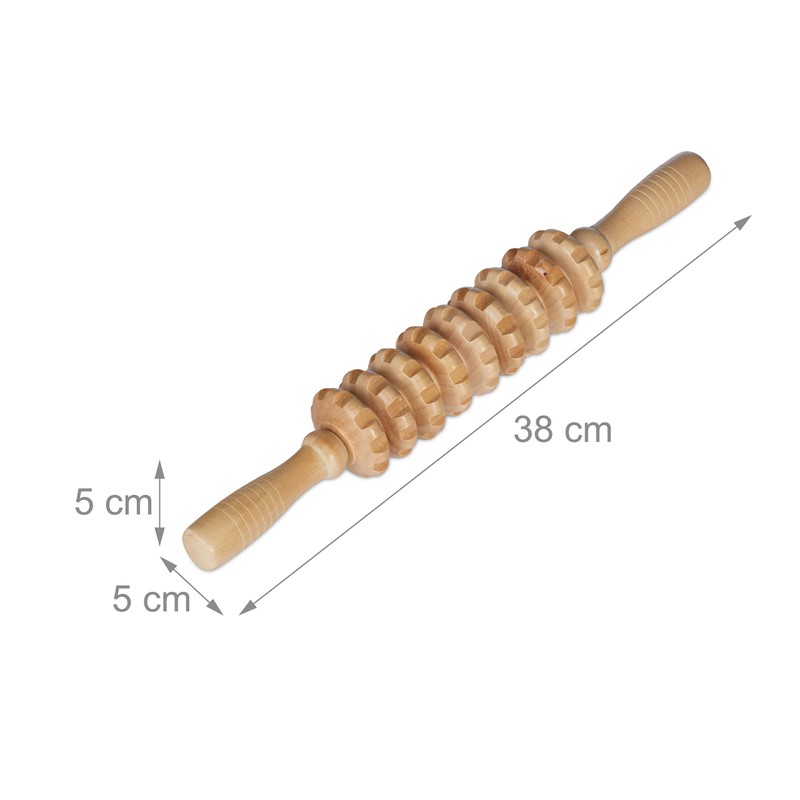 Relaxdays 3 x Wooden Massage Roller with 2 Handles, Manual