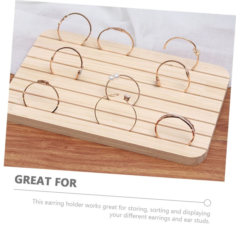 Baluue Earring Display Stand Beech Wood Earring Card Holder for