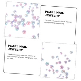 Healeved 3bags Gradient Nail Art Pearls Mixed Mermaid-Style DIY Decor for Women Colorful Glossy Pearl Beads for Manicure and Crafts