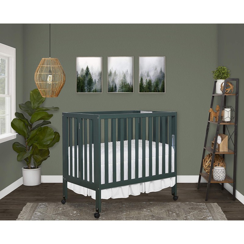 Dream On Me Jett Mini Folding Baby Crib in Olive,