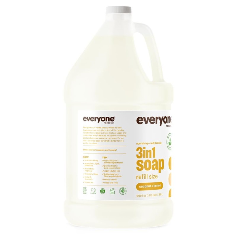 Everyone 3-in-1 Soap, Body Wash, Bubble Bath, Shampoo, 1 Gallon,