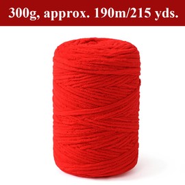 NOTIONSLAND Chunky Chenille Knitting Crochet Yarn (Red, 300g)