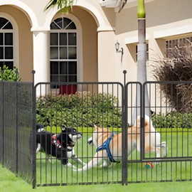 Dog Playpen,24/32/40 Inch Height in Heavy Duty,Folding Indoor Outdoor Dog Exercise Fence, Portable Pet Playpen with Door for Large Medium Dogs - Silver Gray (8 Panels, 45 inch)