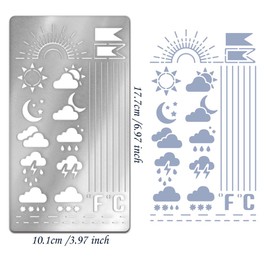 NBEADS Stainless Steel Weather Templates, 10.1x17.7cm Weather Symbol Dot Stencils Reusable Art and Crafts Journal Stencils for Scrapbooking Journaling Wood Burning