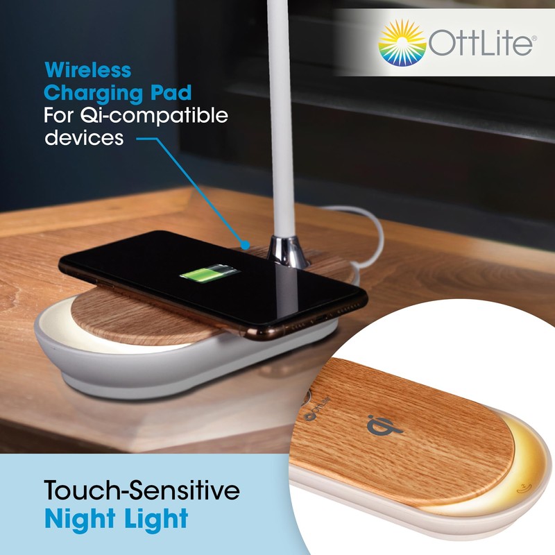 OttLite Inspire LED Desk Lamp with Wireless Charging - ClearSun