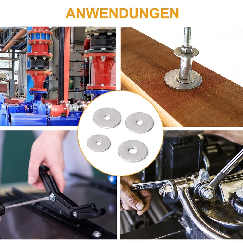 VIGRUE 225 Pieces Stainless Steel Flat Washers Set Washers Assortment