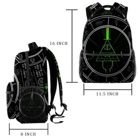 KikandKo School Backpack for Girls Boys, Bill Cipher Elementary School Bags Lightweight Travel Rucksack Laptop Backpacks