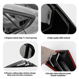 PSLER Side Scoop Louvers Cover for Mach E 2021 2022 2023 2024 2025 Window Visor Cover (Glossy Black)