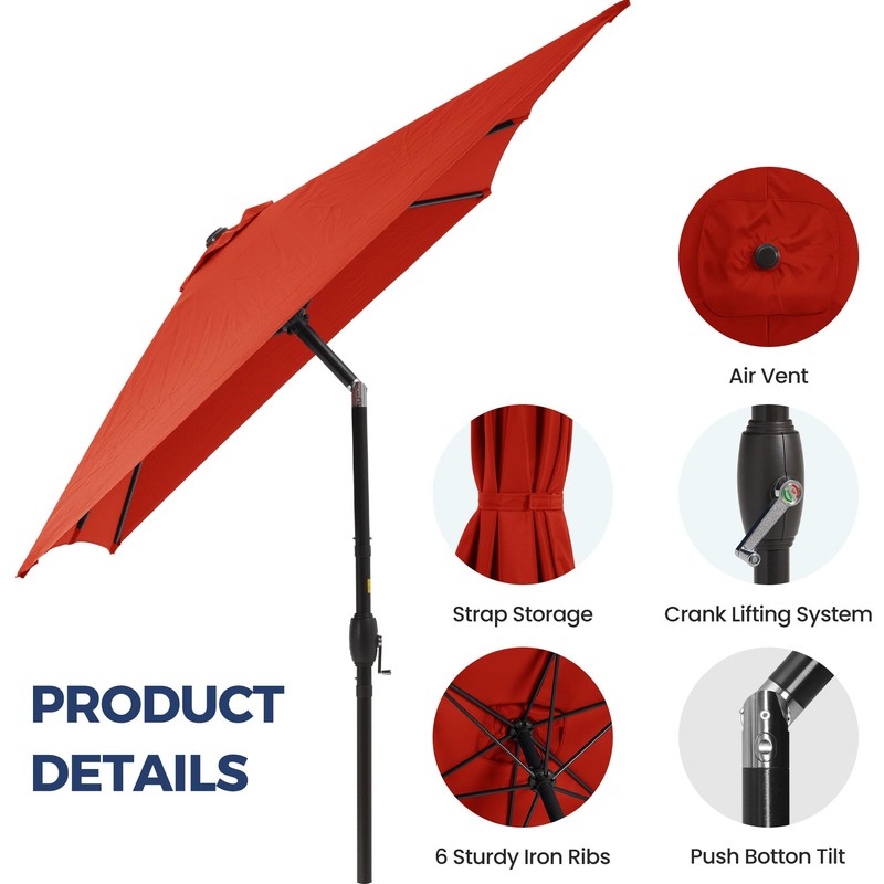 SUNVIVI OUTDOOR 6.5 x 10 Ft Rectangular Patio Umbrella Aluminum