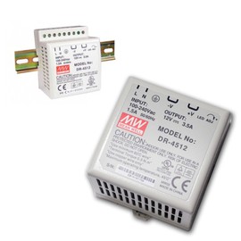 MEAN WELL DR-4512 AC-DC Conv, DIN Rail, 1 O/P, 42W, 3.5A, 12V