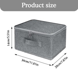 Dryxog Lockable Box Storage Box Fabric Lockable Box, Foldable Container with Lid Box with Lock for Storage Valuables Personal Items (30 x 20 x 14 cm)