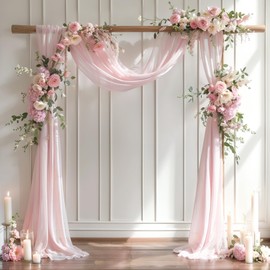 Wedding Arch Draping Fabric, 1 Panel 28" x 19Ft Blush Wedding Arch Drapes Sheer Backdrop Curtain for Wedding Ceremony Party Ceiling Decor