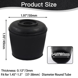 suiwotin 4pcs 1-1/2 Inch Round Chair Leg Tips Caps, Non-Slip Rubber Chair Leg Floor Protectors, Black Furniture Leg Caps Fit for 1.45"-1.5" (37-38mm) Diameter Round Feet