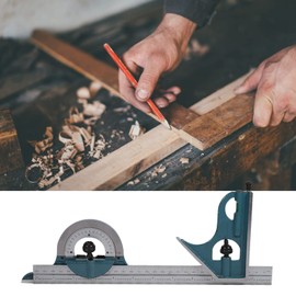 Stainless Steel Universal Bevel Set for Accurate Measurement of Inner and Outer Angles, 180 Degree Angle Combination Protractor Ruler Set