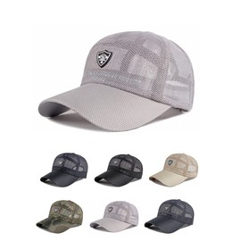 AXIAO Men's Mesh Cap, Spring and Summer, Running, Outdoor, Mesh Breathable Structure, Ultra Lightweight, Quick Drying, Heatstroke Prevention, Summer Hat, Breathable, UV Protection, Sun Protection, Baseball Cap, gray (light gray)